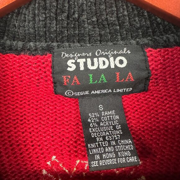 Vintage Studio Fa La Womens Small Holiday Cardigan Sweater Snowman Winter - Picture 3 of 5